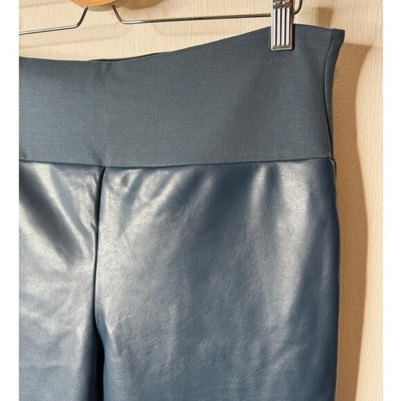 Assets by SPANX Women's Plus 1X All Over Blue Faux Leather Leggings #20258R - Picture 3 of 9